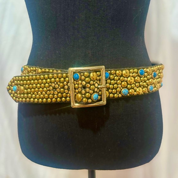 Accessories - Genuine Turquoise and Brass Studded Belt
